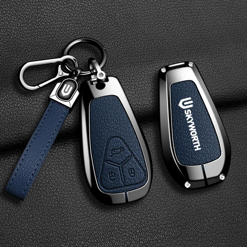 Auto-Schlüsselhülle aus Zinklegierung und Leder mit Kette für Skyworth EV6, Skywell ET5, HT-i, HTI, Imperium, SEV, Elaris, Beo, Phev Zubehör – Detail 10