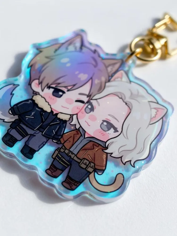 Leon & Grace RE9 Inspired Keychain | Acrylic Charm | Pendant for Phone Bag Backpack – Perfect Gift for Gamers