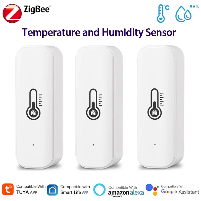 Zigbee Temperature and Humidity Sensor Thermometer Hygrometer APP Remote Alarm Works with Smart Life Alexa Google Assistant