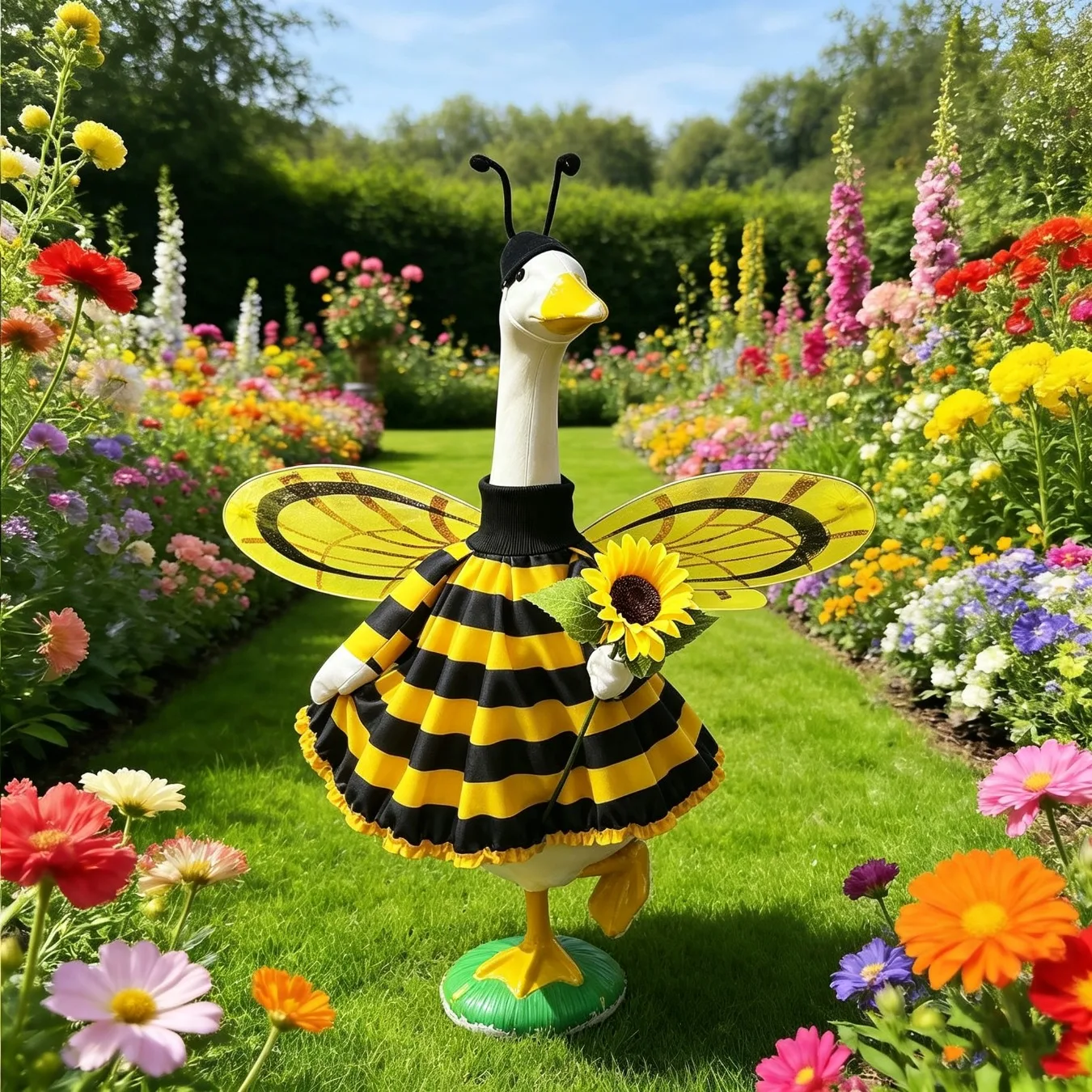 Yellow Bee Ladybug Style Porch Goose Cosplay Costume Pastoral Lawn Courtyard Scene Decoration Prop No Goose Statue Included
