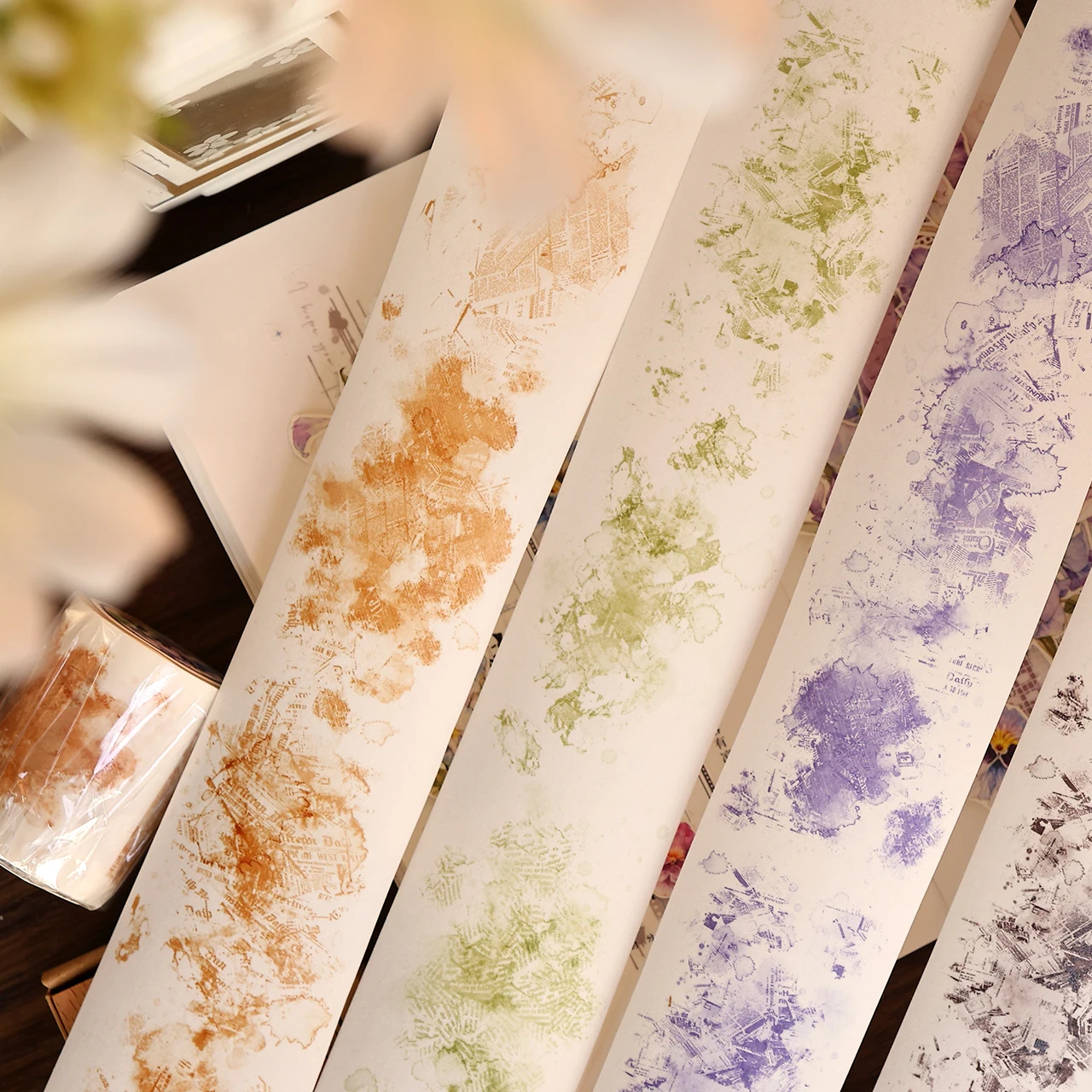 Dyeing Flowers Fall Light Retro and Colorful Washi PET Journalbook Sticker Tape