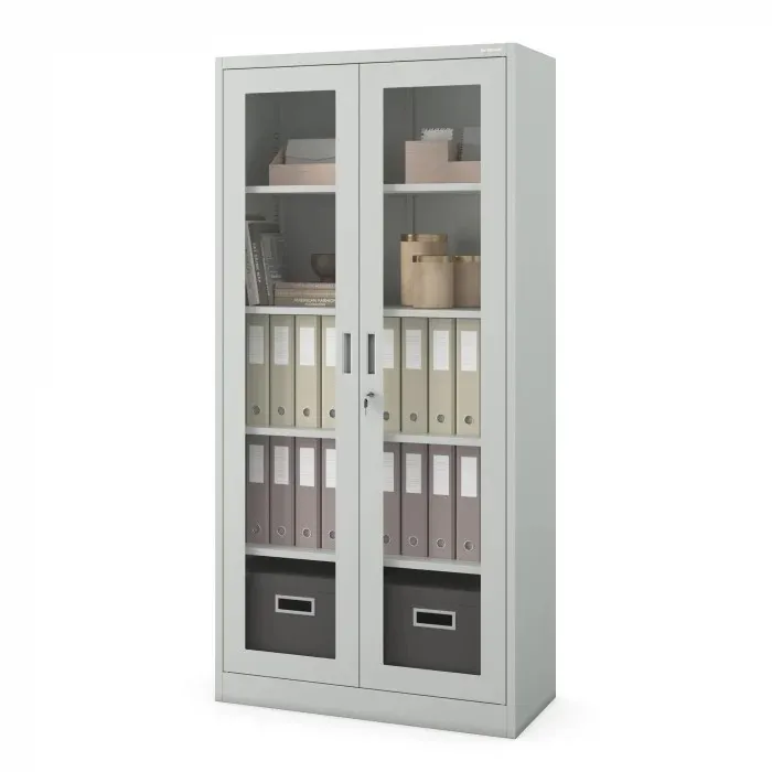 

Office Cabinet with Glass Front, Adjustable Dividers & Classic Key Lock
