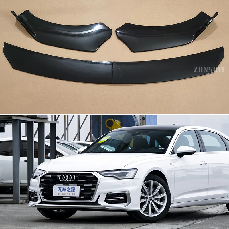 For Audi A6 S6 Sedan 2010--2024 Year Front Bumper Lip Splitter Spoiler Body Kit Accessories Universal 4pcs