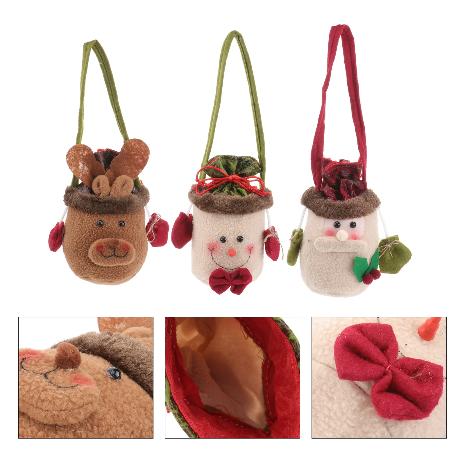 

3 PCS Candy Pouch Christmas Handbag for Gift Bags Decoration Apple Pouches Goodie