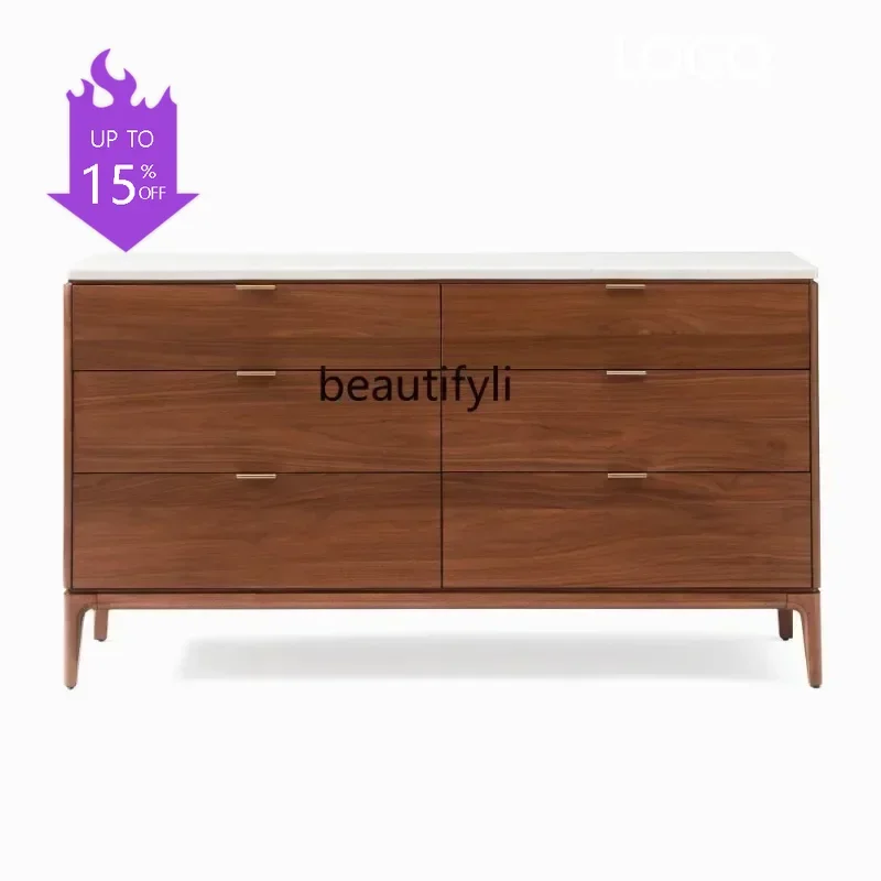 

Light luxury medieval solid wood chest, retro bedroom, living room locker, wall drawer cabinet storage