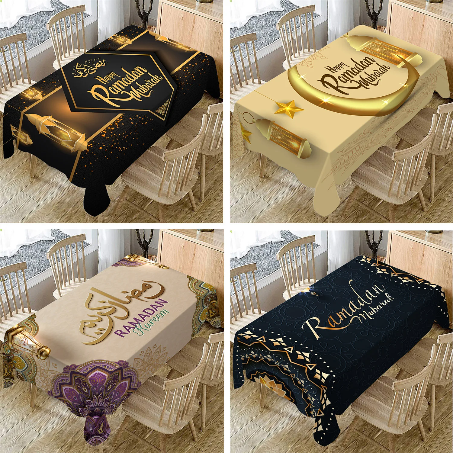 Rechteckige Ramadan-Tischdecke, Ramadan Kareem-Tischdecke für Urlaub, Küche, Esstisch, Dekoration, Zuhause, Party, Dekoration, Tischdecke