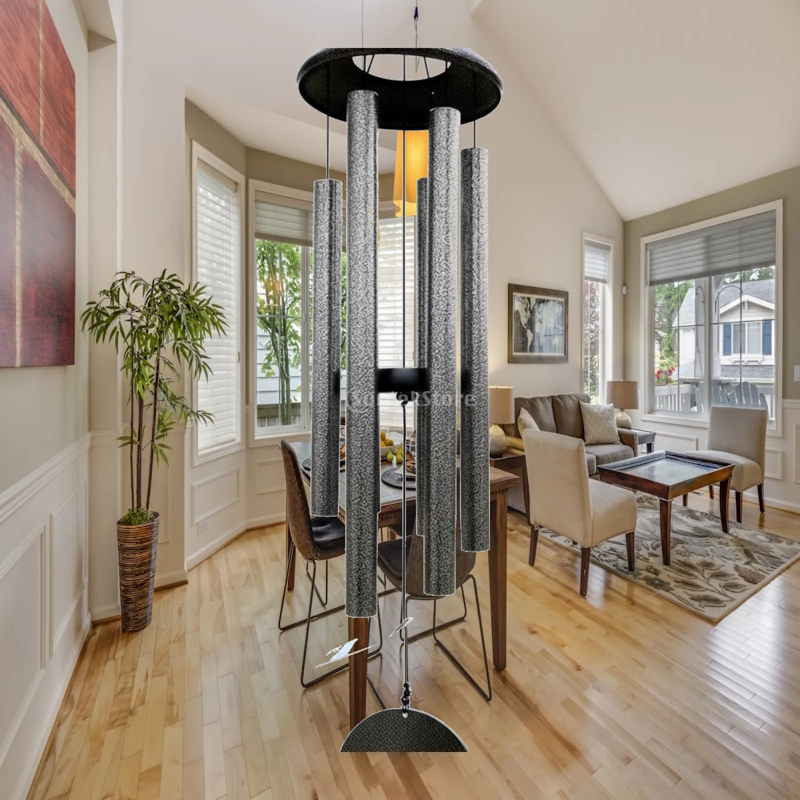 Elegant Aluminum Wind Chime Galaxy Pattern Hanging Garden Ornament Tuned Wind Bells for Outdoor Patio Peaceful Ambiance