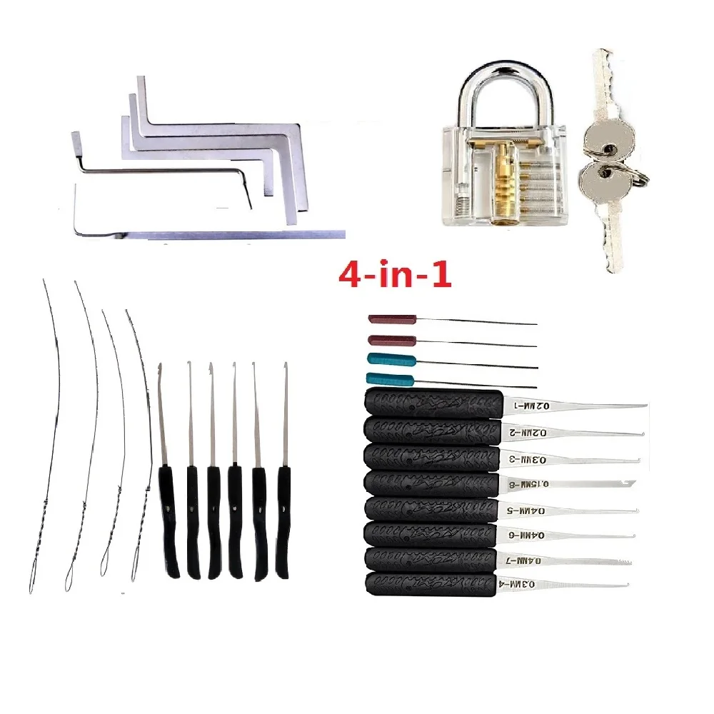 Unlocking Lock Pick Set Key Extractor Transparent Practice Padlocks Kit