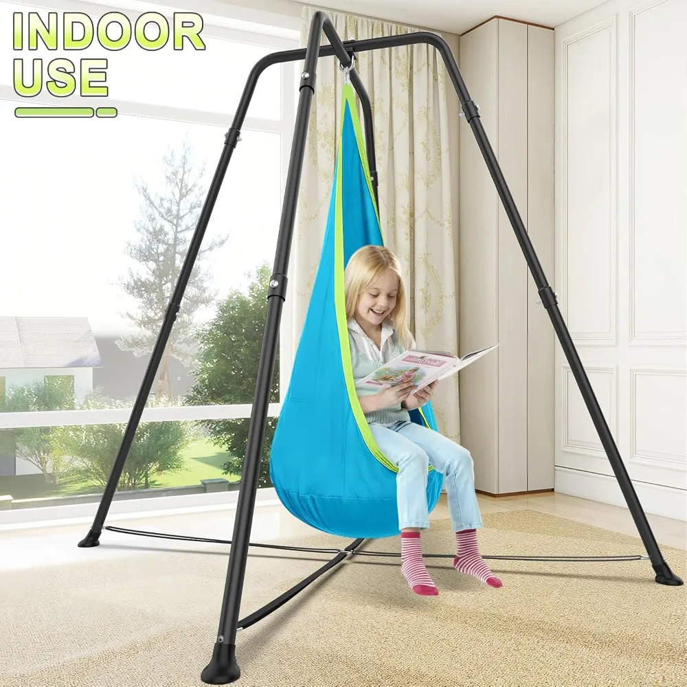 إطار حامل متأرجح على شكل X مع كرسي جراب حسية، أرجوحة معدنية شديدة التحمل للاستخدام الداخلي والخارجي بسعة 330 رطل