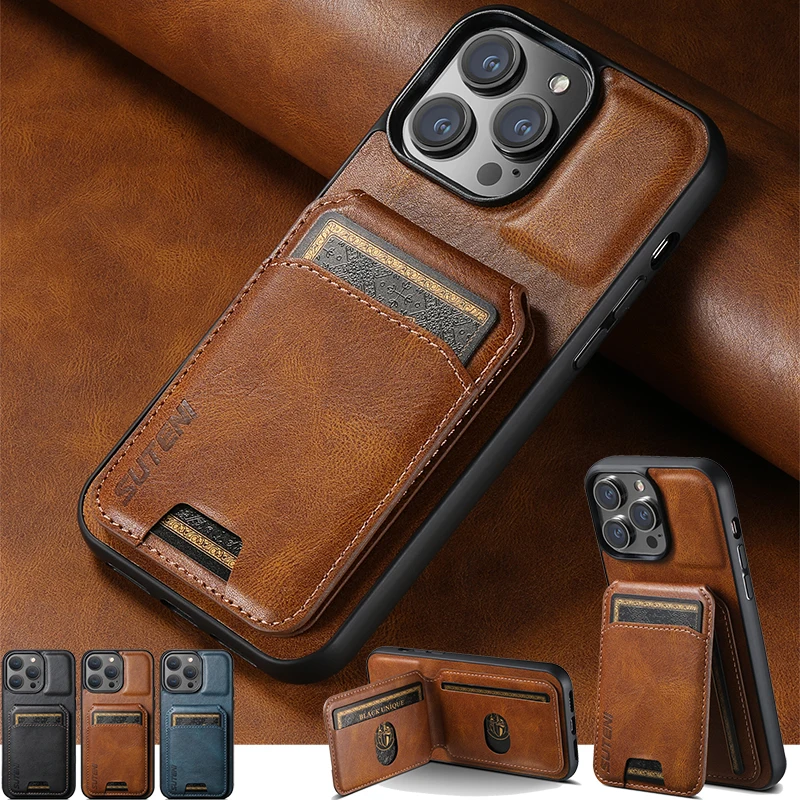 EUCAGR Brieftaschen-Handyhülle Kartenhalter Leder Magnetische Abdeckung für iPhone 17 16 15 Pro 14 13 12 11 Pro Max Plus XS XR 16Pro Max