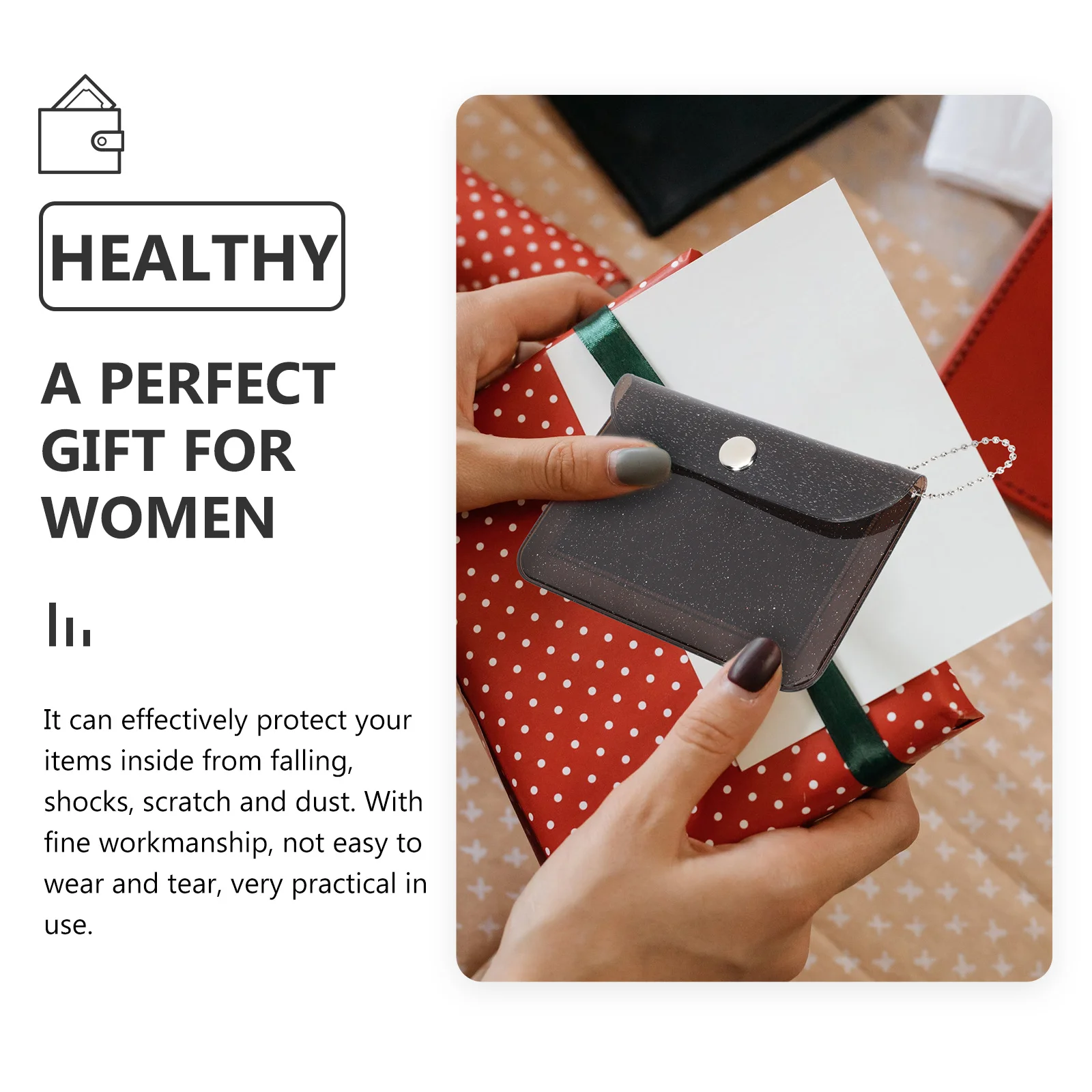 

3Pcs PVC Transparent Wallet Fine Workmanship Card Storage Pouch Scratch Resistant Portable Small Wallet for Home Outdoor Use