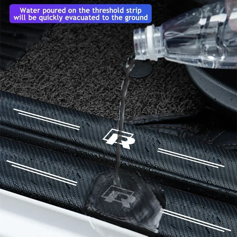 Car Door Sill Scratch Resistent Stickers Threshold Pad For Volkswagen GTI Golf 6 7 8 Polo Passat Tiguan T-ROC Arteon Magotan CC view 3