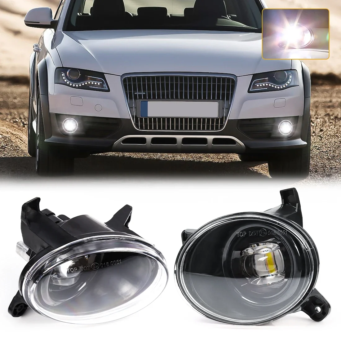 Foglamp For Audi A1 A4 Wagen A5 A6 B8 C7 Q3 2009 2010 2011 2012 2013 2014 Passat CC 2008 - 2012 LED Fog Lights Car Accessrioes