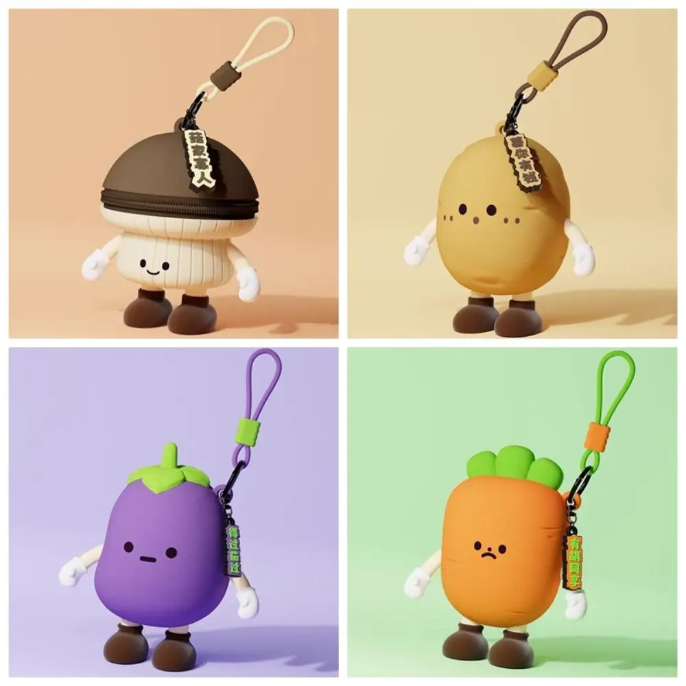 Borsa portaoggetti creativa in silicone Serie vegetale Portamonete Kawaii Mini borsa per auricolari per bambini