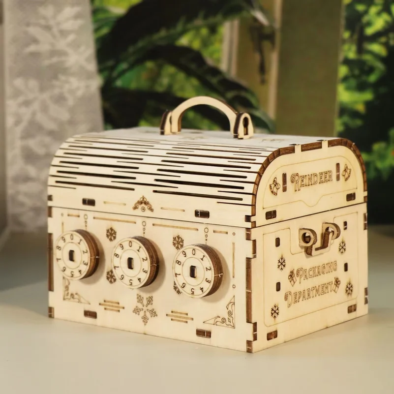 3d木製パズル-diy宝箱モデルキット。大人向けの知的好奇心を刺激するクリスマスプレゼントに最適。