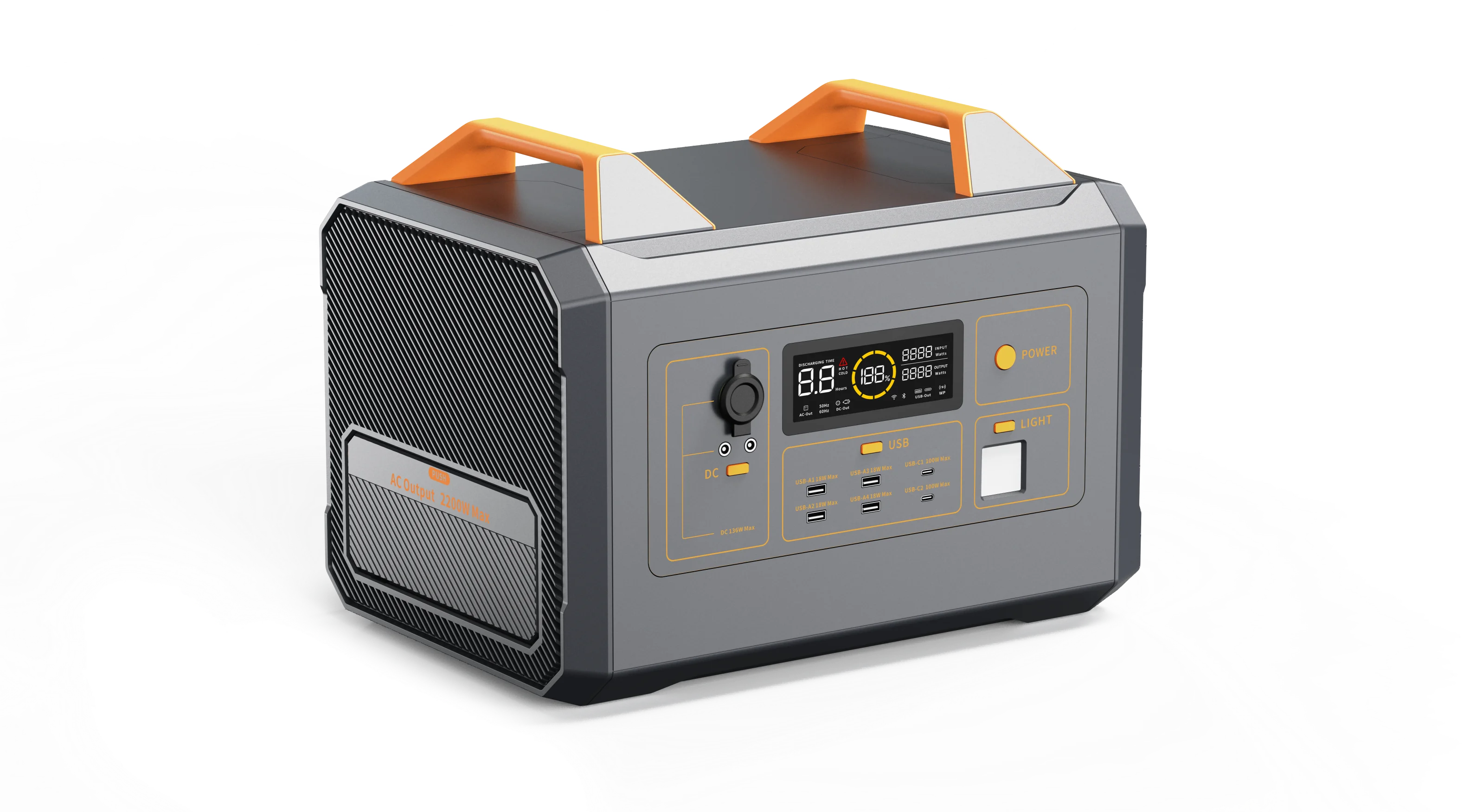 2200W Portable Power Station 2016Wh LiFePo4 Battery Energy Storage Outdoor Backup 2200W Solar Power Bank Station Generator