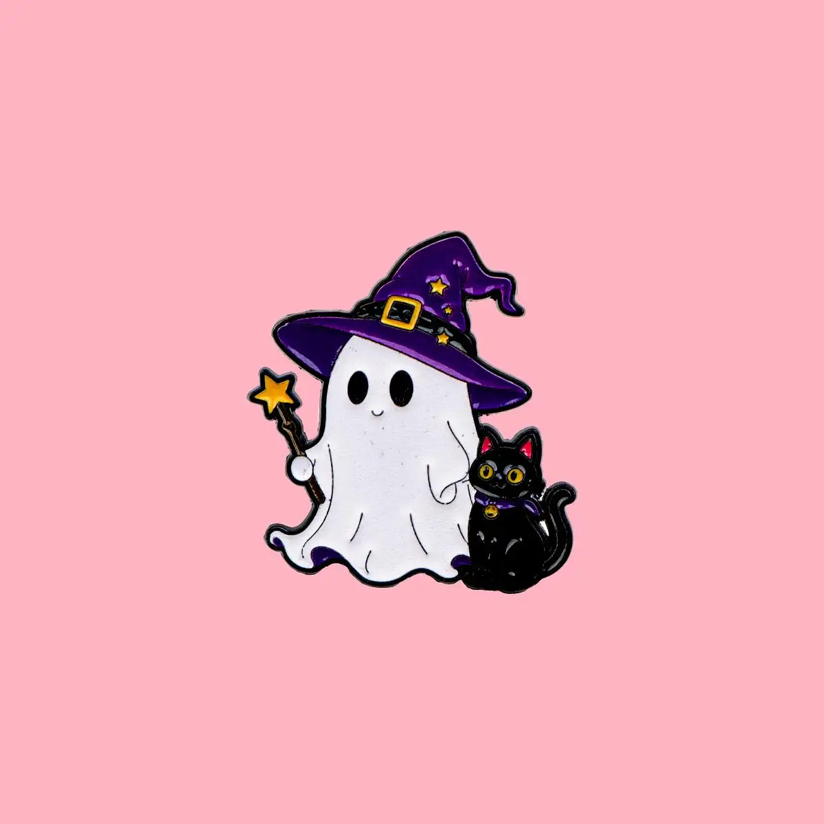 Halloween Glow In The Dark Ghost Cat Brooch Metal Enamel Pins Set Badge on Backpack Clothing Accessories Jewelry Gift for Friend