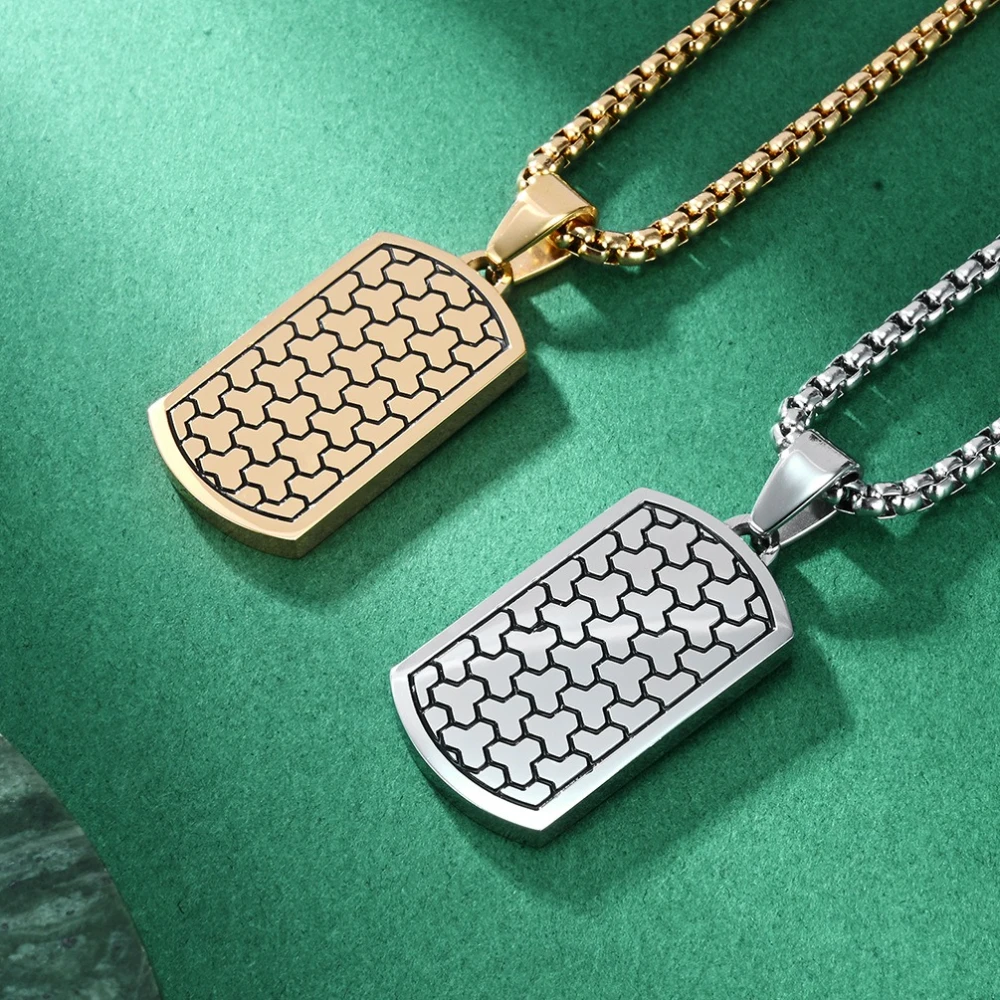 Fußball Textur Militär Anhänger Edelstahl Hip-hop Männer Mode Persönlichkeit Vielseitige Halsketten Schmuck Geschenk – Detail 3