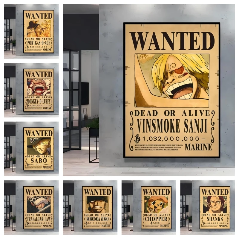 

One Piece Wanted Poster Decorative Painting Anime Character Art Wall Decoration for Otaku Room High - Quality Print