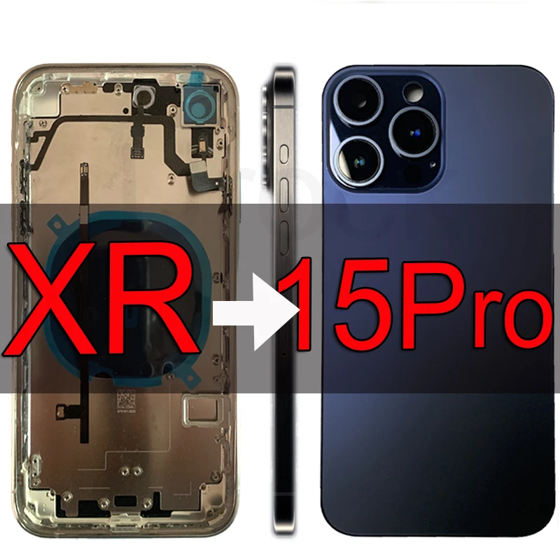 

Pressable Mute Key Housing for iPhone XR like 15Pro 6.1inch for Model A1984,A2105,A2106,A2107 Big Camera Backshell Replacement