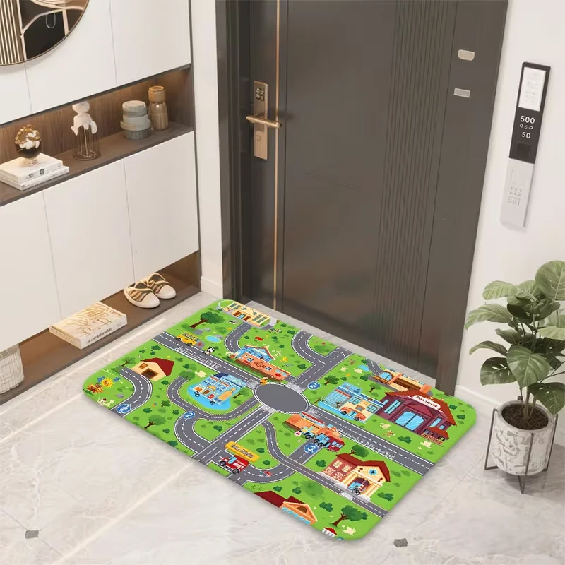 Footprint Water Drop Doormat Non Slip Entry Rug Foot Step Pattern Mat for Entryway Mud Room Indoor Home Decoration