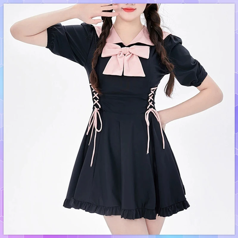 Gothic Women's Dress Black Fairy Party Vestido Lolita Princess Dress High Waist Slim Kawaii Elegant Female Dresses Vestidos