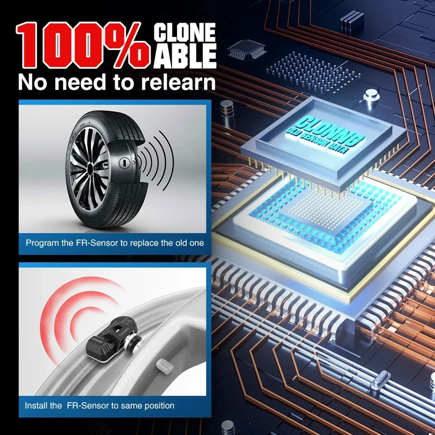 LAUNCH X431 2 в 1 RF-SENSOR 315 МГц и 433 МГц Датчик TPMS Инструменты для ремонта шин Сканер Датчики давления в шинах Тестер Программирование