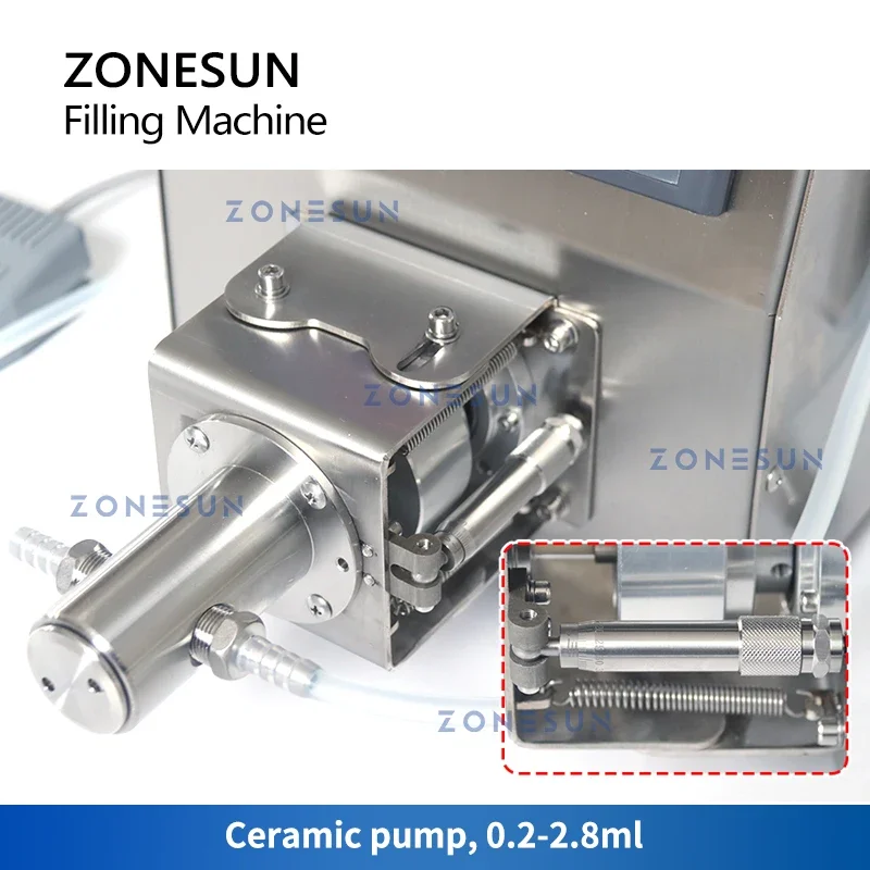 ZONESUN Vial Liquid Filler Low Dosage Reagent Portion Eyedrop Ceramic Pump Bottle Filling Machine Lab Equipment ZS-CPYT1S