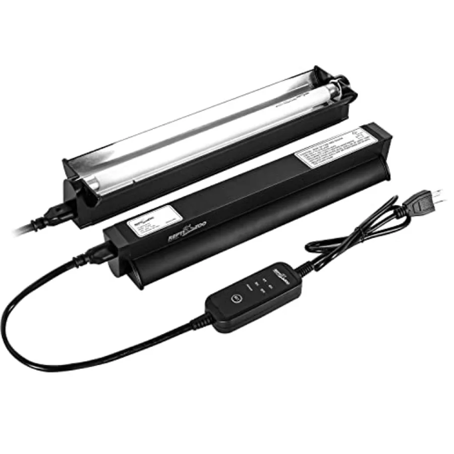 

【Spot goods】T5 HO UVB Lighting Combo Kit with Timer Reptile Light Fixture Terrarium Hood Comes with Desert 10.0 UVB T5 Lamp Bul