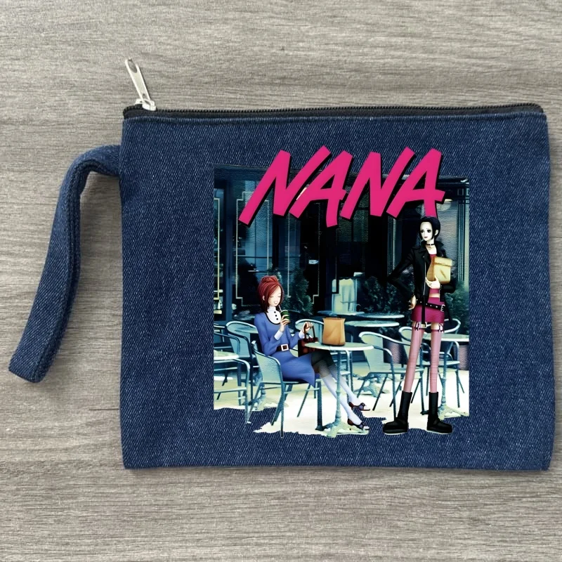

Black Stones NANA Osaki Japanese Anime Pattern Canvas Storage Bags Travel Denim Cosmetic Bag Fun Zipper Pouch Office