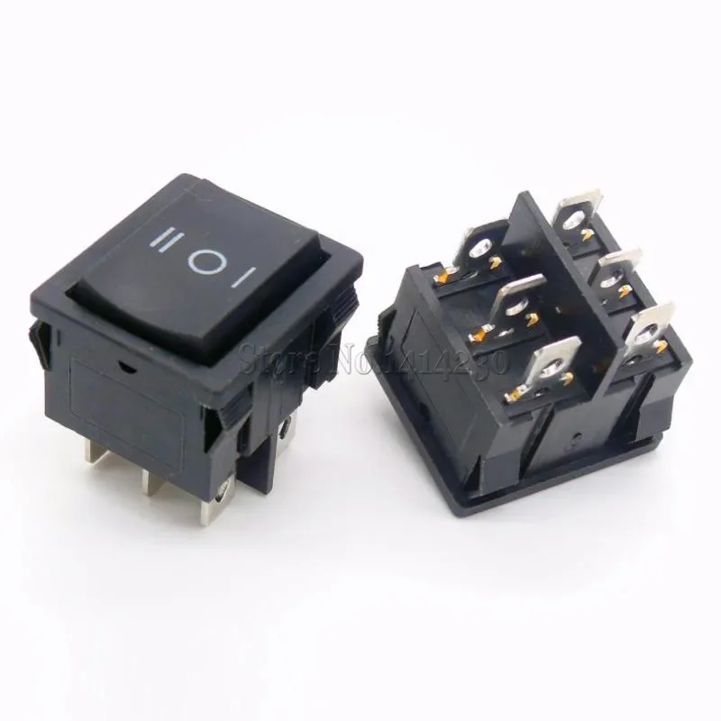 10Pcs KCD5 21X24mm 21*24mm 6 Pin 3 Position 6A/12A 250VAC ON-OFF-ON SPDT Snap in Black Rocker Switch