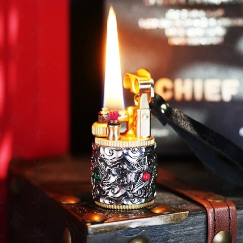 

CHIEF Open Flame Lighter Pure Copper Little Fatty Second Generation Arm Lifting Grinding Wheel Lighter Men's Smoking Gift
