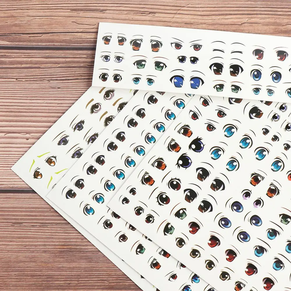 1 Sheet Cute Cartoon Eyes Stickers Anime Figurine Doll Face Organ Paster Clay Decals DIY Doll Accessories Kids Educational Toys