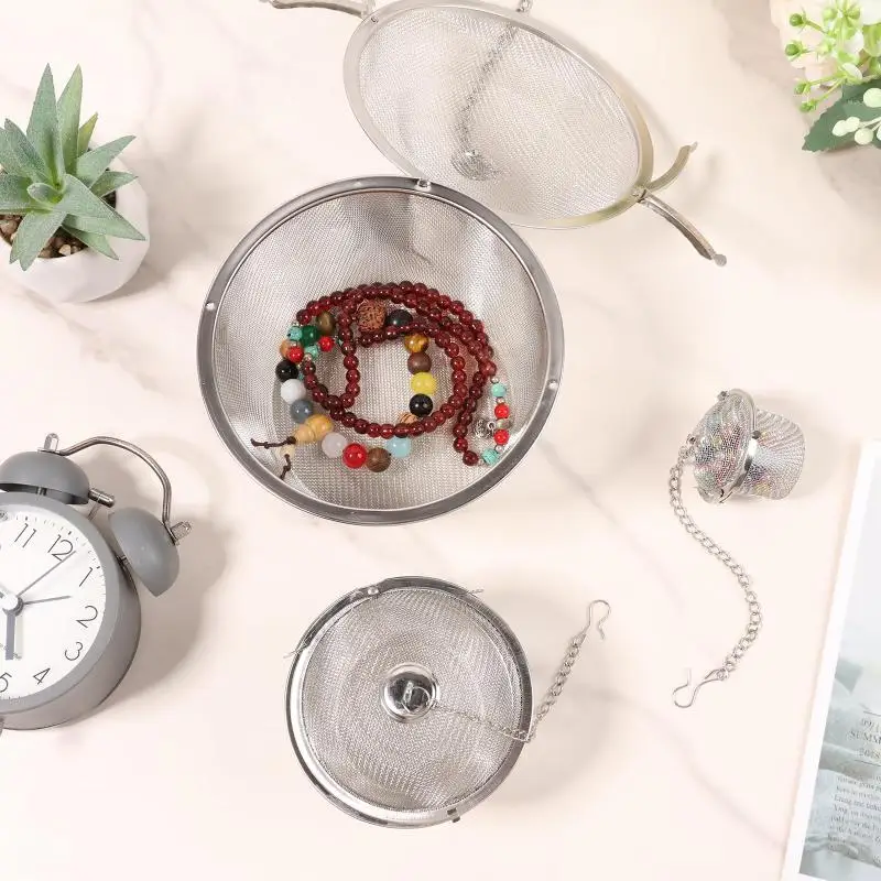 ステンレス製ジュエリークリーナーバスケット（ロックとフック付き）ジュエリースチームクリーナー、超音波洗浄機用溶液