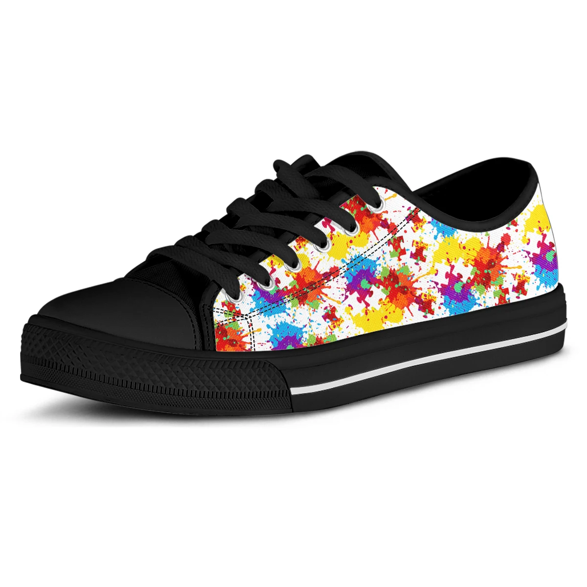 ELVISWORDS New Iridescent Graffiti Inha Black Soft Sole Classic Ladies Vulcanized Shoes Soft And Comfortable Casual Shoes image 3