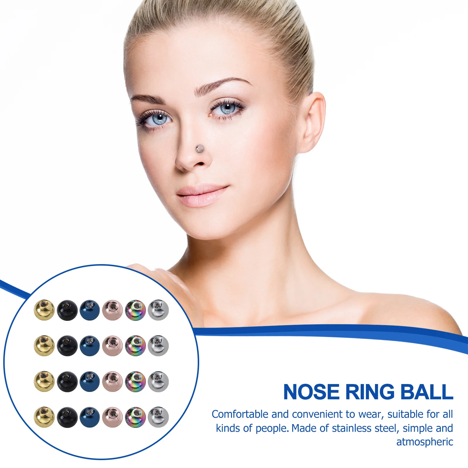 

24Pcs 14g Smooth Surface Belly Ring Ball Replacement for Body Piercing Jewelry Accessories Eyecatching Design Navel Ring Ball