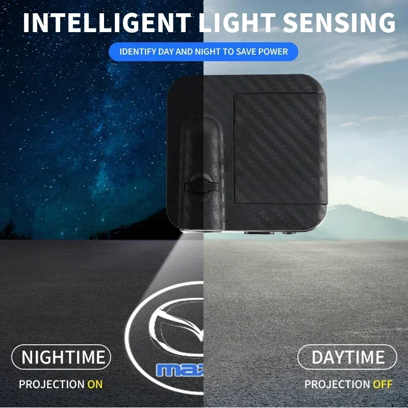 شعار سيارة HD العارض مصباح باب السيارة اللاسلكية ترحيب ضوء LED الديكور لمازدا 3 6 BL BM GJ CX3 CX-5 CX-8 KE KF CX7 CX9 MX5