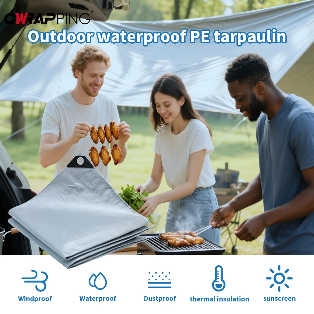 

Waterproof Plastic Covers Oil Proof Anti-UV Silver Tarp Multipurpose 2M Awning Canopy Rain Cover Outdoor RV Camper Accessories