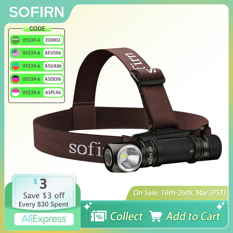 Sofirn USB C 충전식 18350 손전등, 전원 표시기 자석 테일 포함, SP40 1200lm LED 헤드램프, XPL2 18650