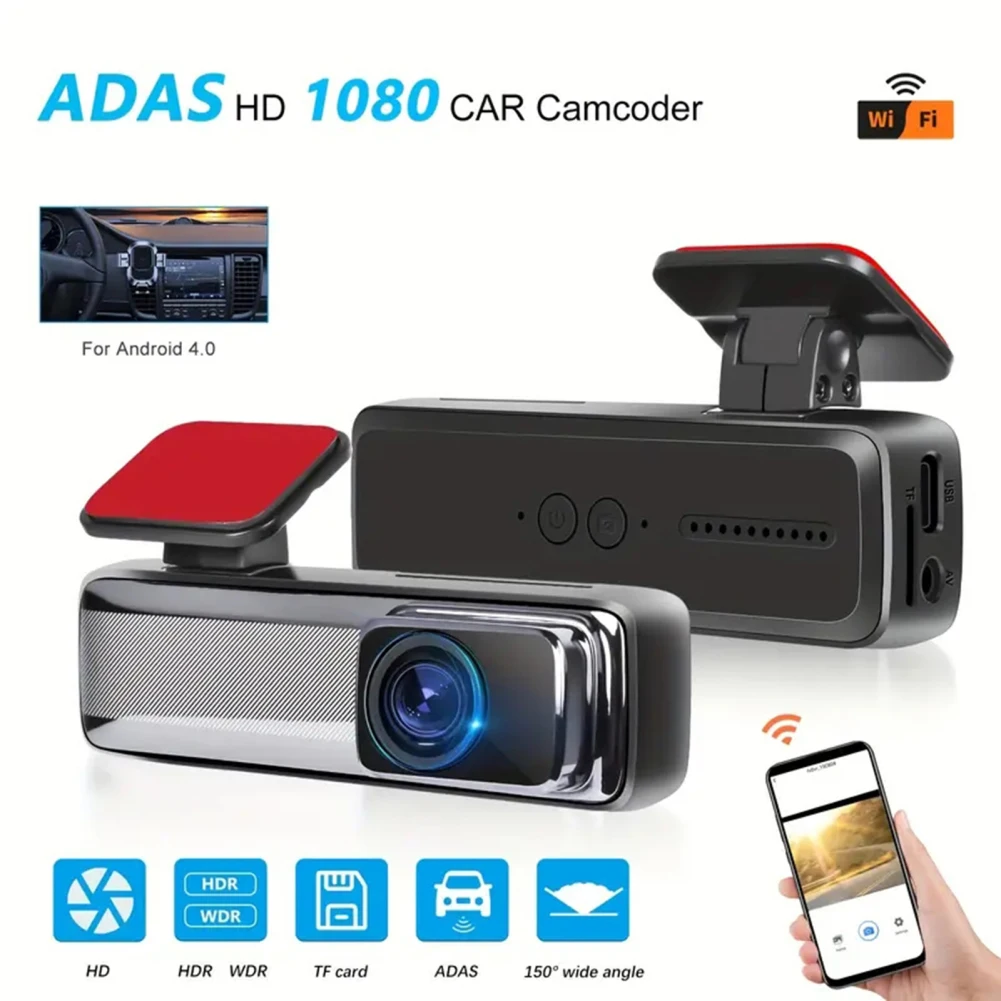 

Dash Cam WiFi 1080P USB Car Camera ADAS Assisted Driving Loop Recording 150° Wide Angle Driving Recorder DVR