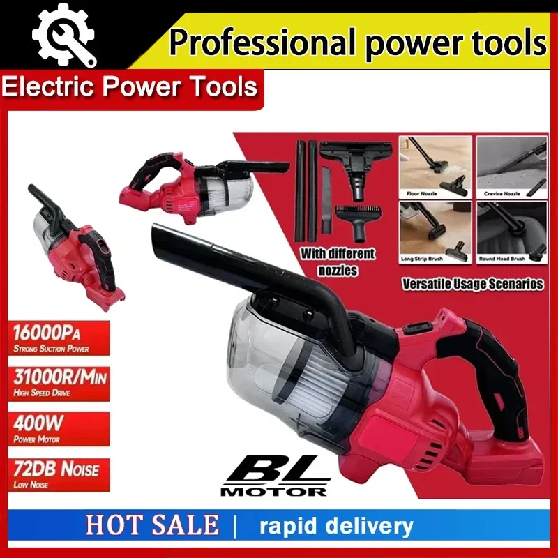 For Milwaukee LED Cordless Electric Vacuum Cleaner Portable Household Industrial Construction Cleaning Tool 18v Battery