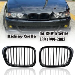 2 PCS Glossy Matte Black Front Hood Kidney Grille Grill Mid-Grid Single Line for BMW E39 5 Series 525 528 530 535 M5 1999-2004