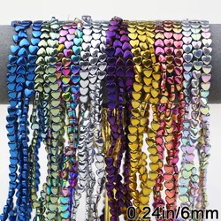 1 Strand Colorful 6mm Heart-Shaped Hematite Natural Stone Spacer Loose Beads For DIY Jewelry Making Bracelets Necklaces Earrings