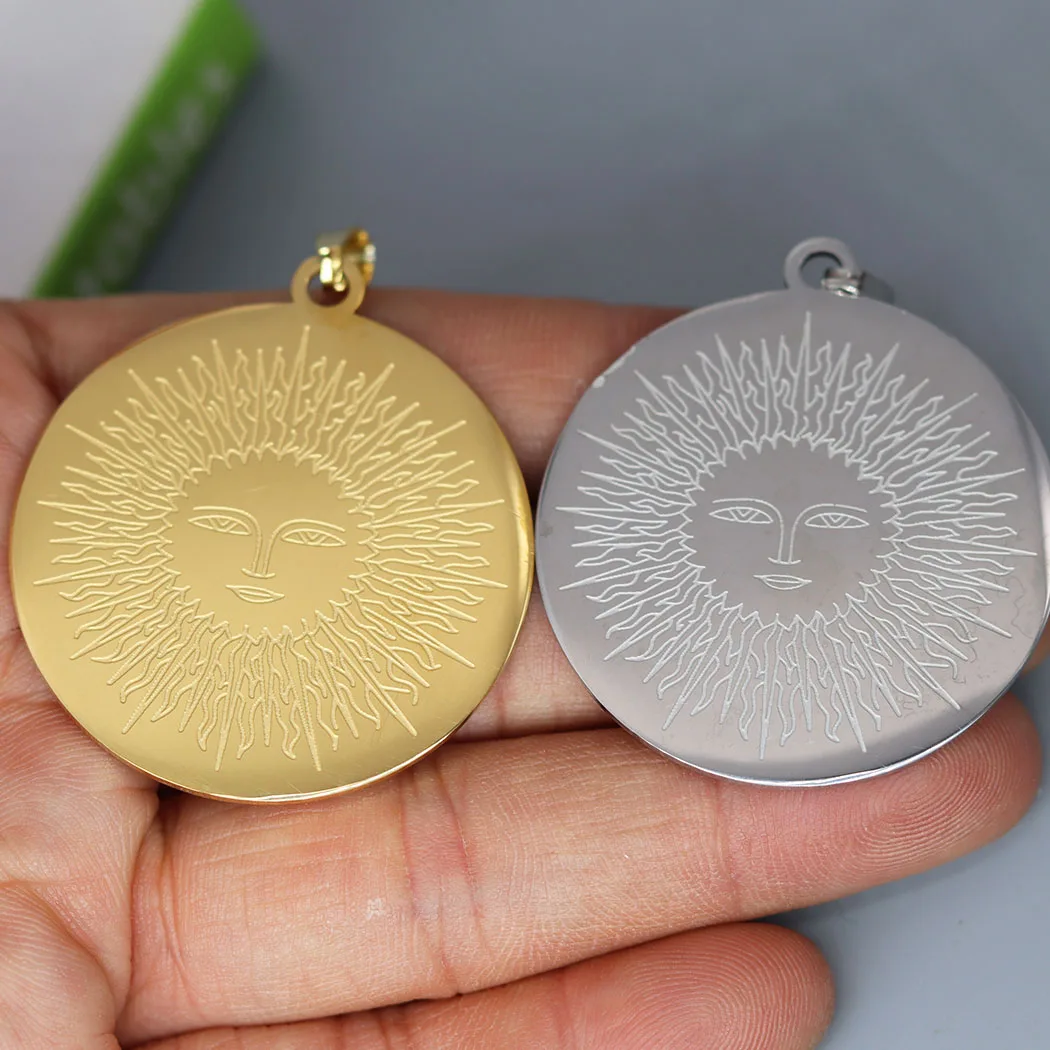 2pcs/Lot Medallion Celtic Sun Stainless Steel Pendant Jewelry Making Round Circle Space Solar Amulet Craft Neckalce Accessories