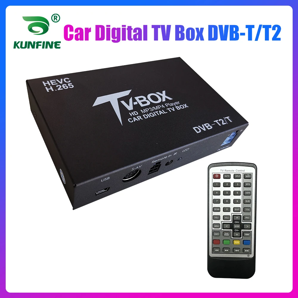 Car TV Signal Box DVB-T Auto Mobile Digital TV Box DVB-T2 HEVC H.265 Receiver TV Tuner Box Germany Europe Australia Philippines