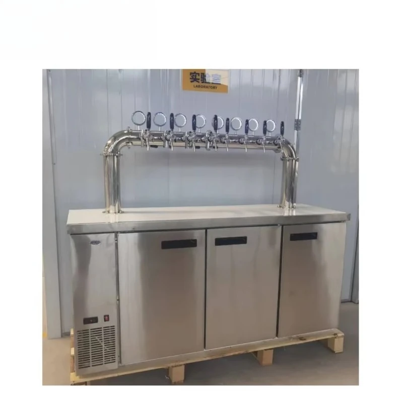Commercial 8-tap beverage dispenser, draft beer keg cooler