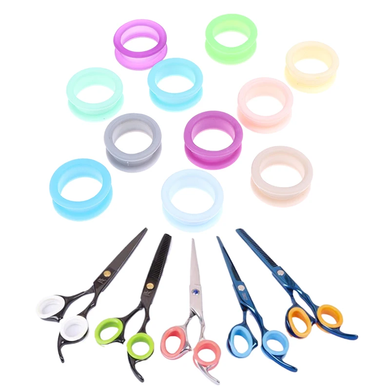 

5Pcs Barber Hair Shears Grooming Scissor Protector Cutting Curved Thinning Shears Finger Ring Grip Inserts Ring For Salon Barber