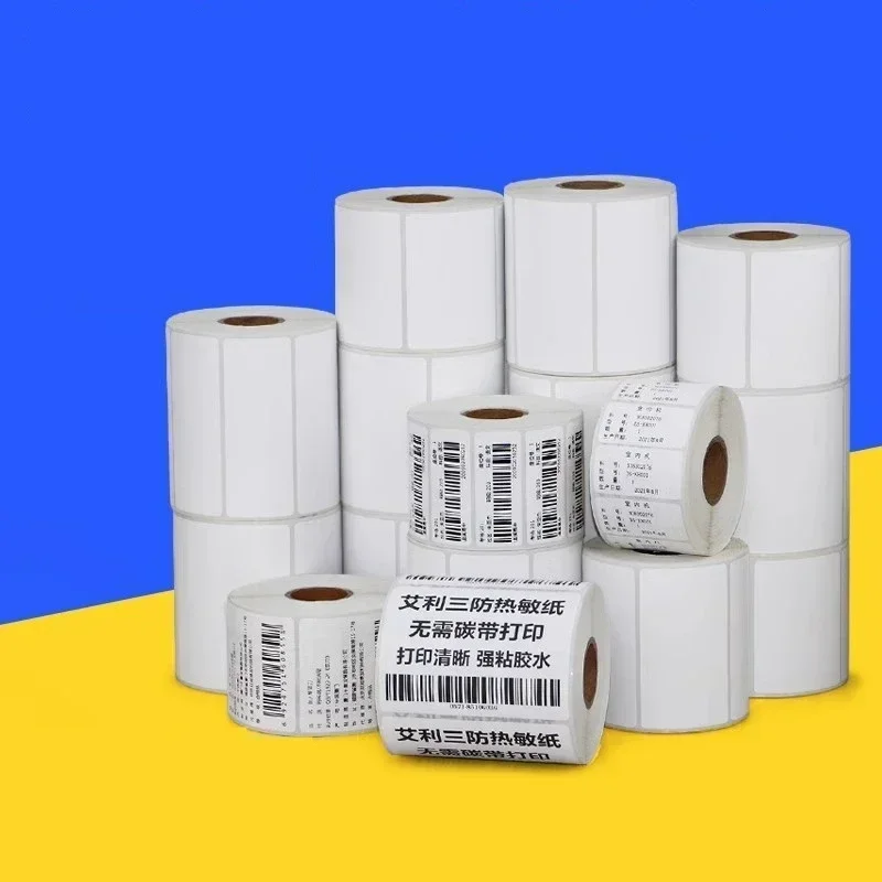 Width 50mm Autohesion Paper Supermarket Selling Price Logistics Waybill Label Printing Waterproof Oil Proof Thermal Stickers