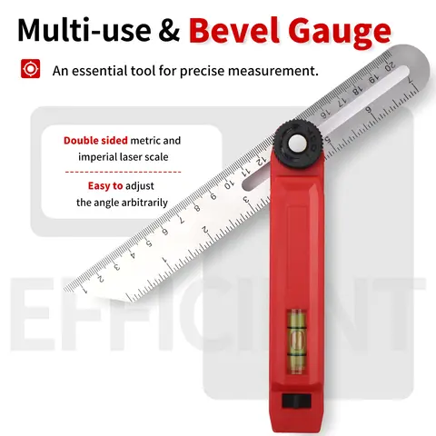 Carpentry Angle Ruler with Horizontal Bubble Goniometer Stainless Steel Protractor Metal Measuring Tool Angle Meter