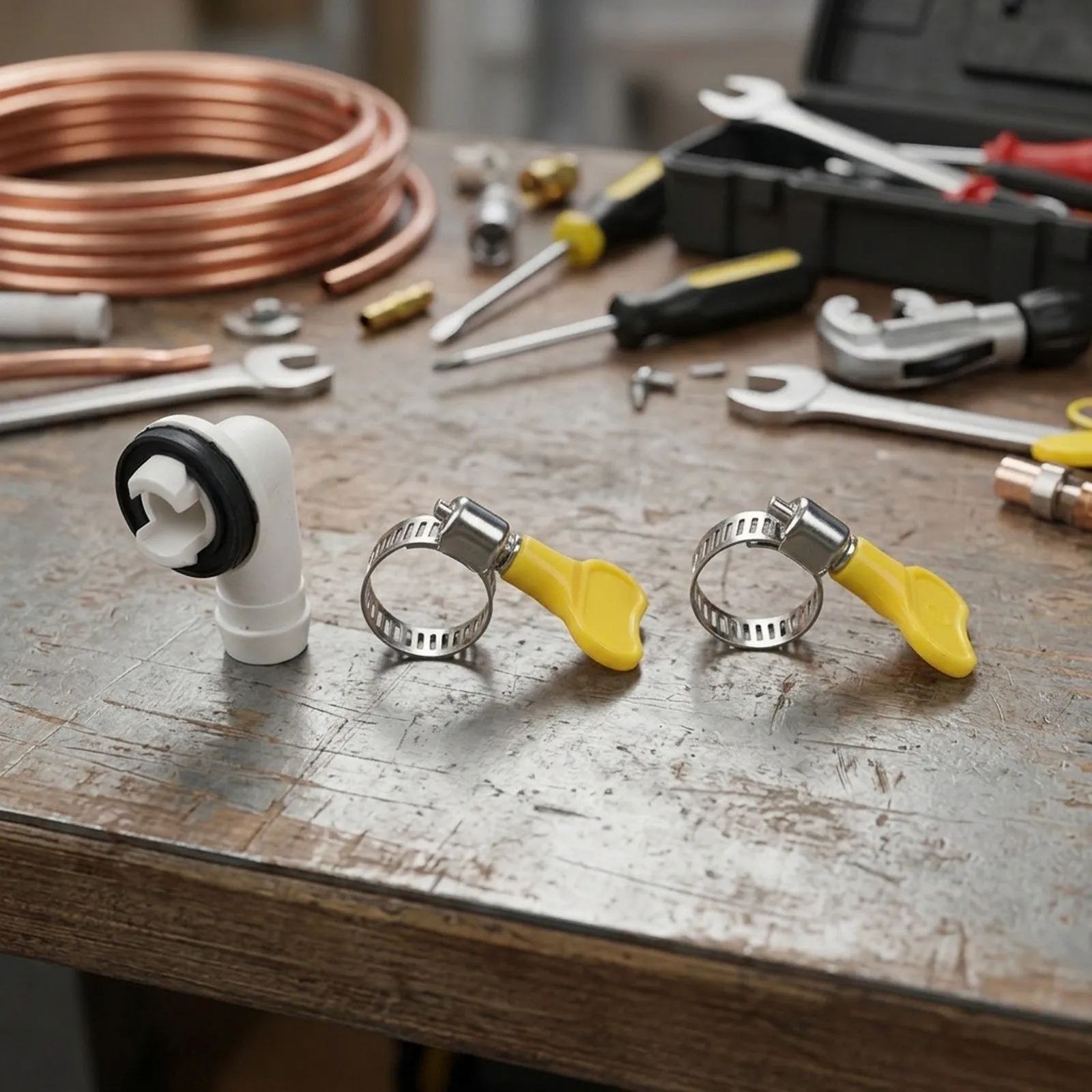 Air Conditioner Drain Hose and Connector Set with Metal Fastening Ring for Easy Installation and Wide Compatibility